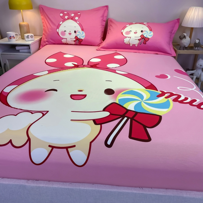 91家纺网 家纺一手货源 找家纺 金爱家 2021新款全棉大版单品床笠 森兔