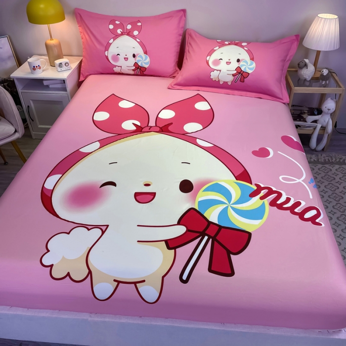 91家纺网 家纺一手货源 找家纺 金爱家 2021新款全棉大版单品床笠 森兔