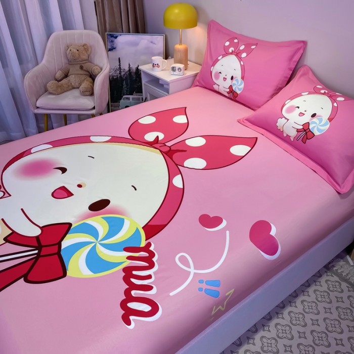 91家纺网 家纺一手货源 找家纺 金爱家 2021新款全棉大版单品床笠 森兔