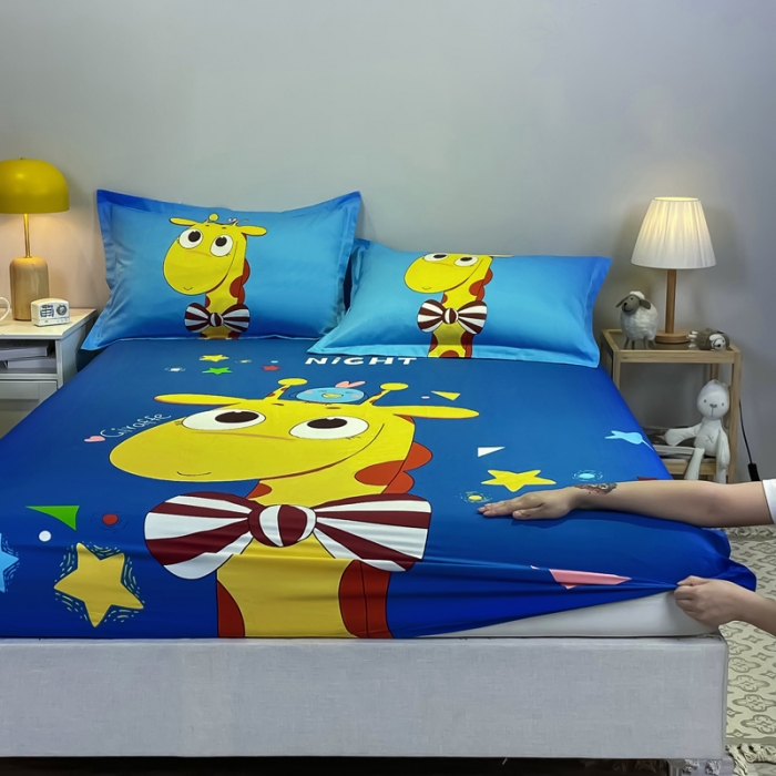 91家纺网 家纺一手货源 找家纺 金爱家 2021新款全棉大版单品床笠 羞羞鹿