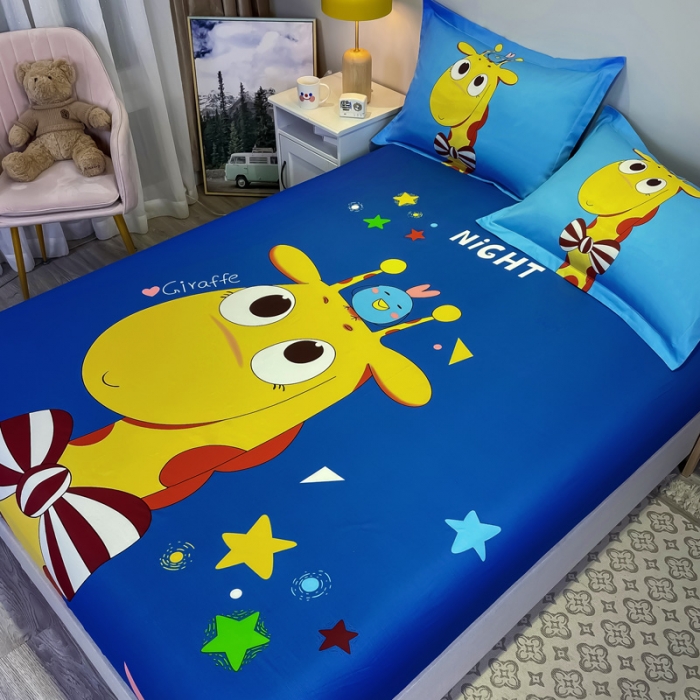 91家纺网 家纺一手货源 找家纺 金爱家 2021新款全棉大版单品床笠 羞羞鹿