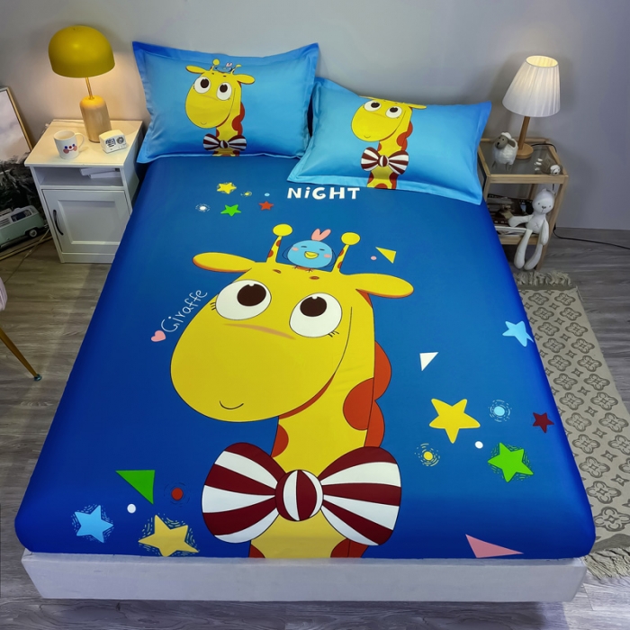 91家纺网 家纺一手货源 找家纺 金爱家 2021新款全棉大版单品床笠 羞羞鹿