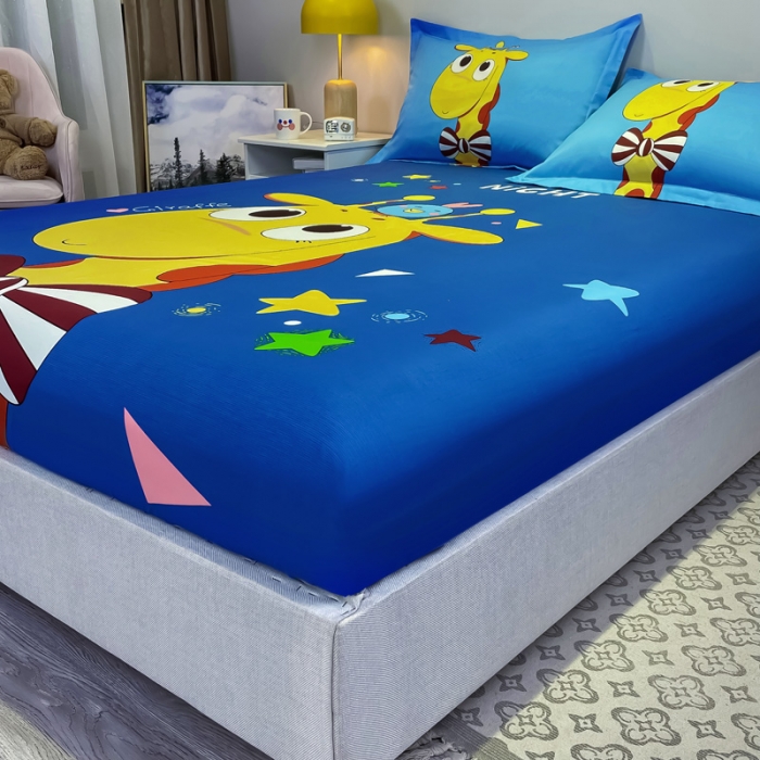 91家纺网 家纺一手货源 找家纺 金爱家 2021新款全棉大版单品床笠 羞羞鹿