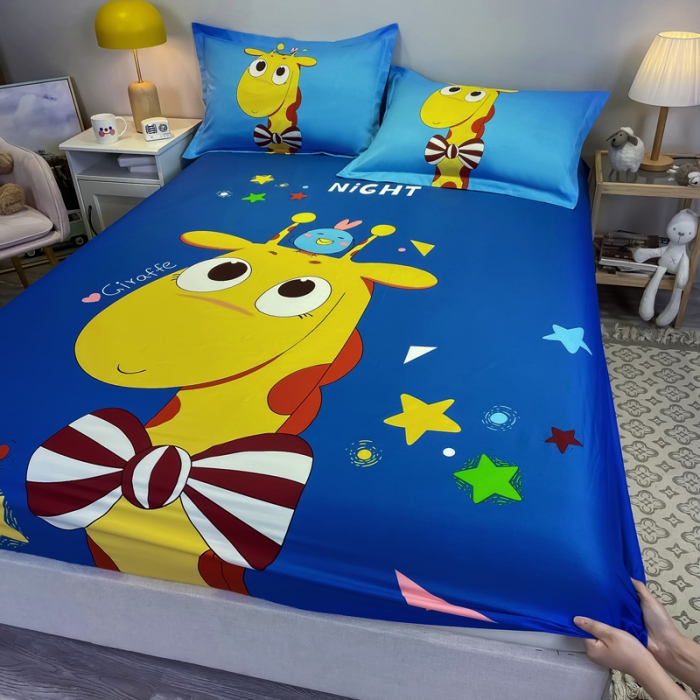 91家纺网 家纺一手货源 找家纺 金爱家 2021新款全棉大版单品床笠 羞羞鹿