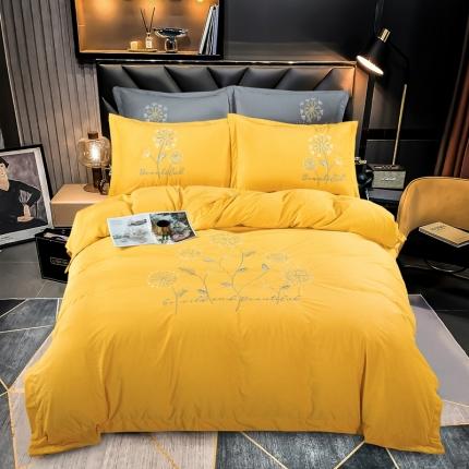 91家纺网 家纺一手货源 找家纺 （总）玖玖爱 2021新款婴儿绒四件套蒲公英系列