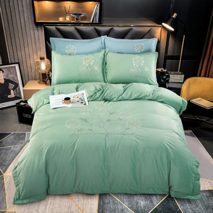 91家纺网 家纺一手货源 找家纺 玖玖爱 2021新款婴儿绒四件套蒲公英系列 浅绿