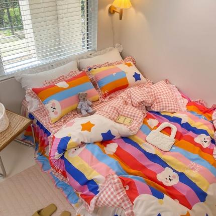 91家纺网 家纺一手货源 找家纺 （总）绵庭家纺 2024新款全棉喷气床裙款四件套