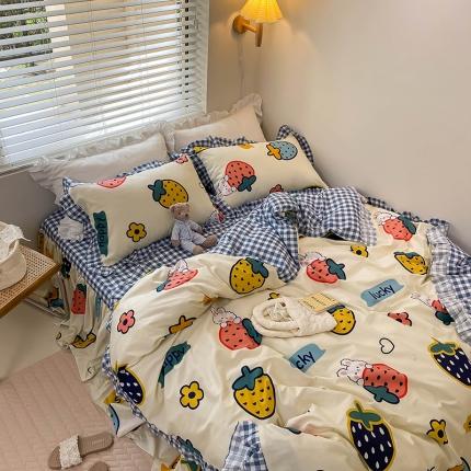 91家纺网 家纺一手货源 找家纺 （总）绵庭家纺 2024新款全棉喷气床裙款四件套