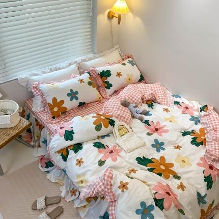 91家纺网 家纺一手货源 找家纺 （总）绵庭家纺 2024新款全棉喷气床裙款四件套