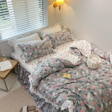 91家纺网 家纺一手货源 找家纺 （总）绵庭家纺 2024新款全棉喷气床裙款四件套