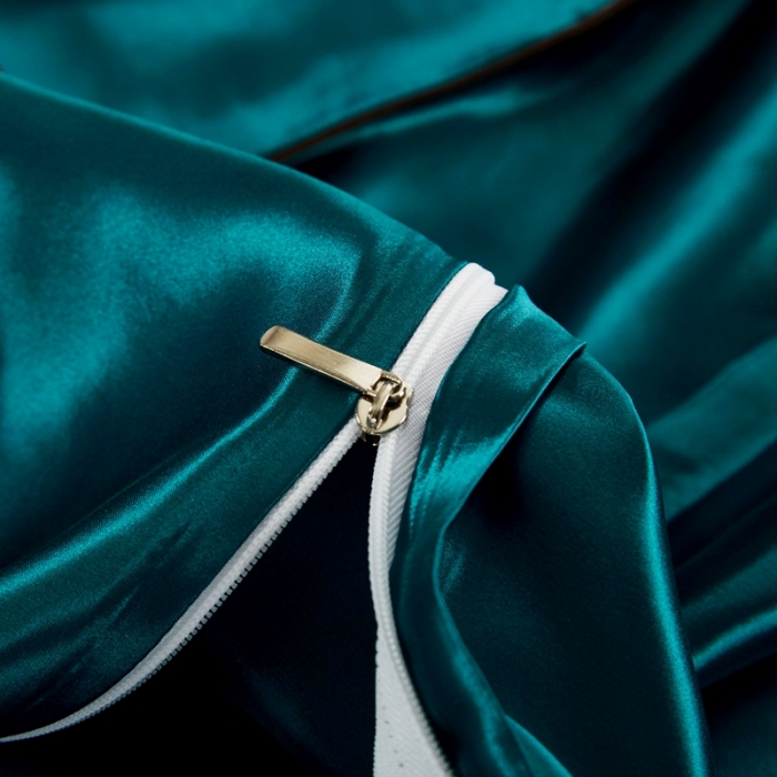 91家纺网 家纺一手货源 找家纺 雅韵诗真丝馆 2023新款真丝被套 孔雀蓝