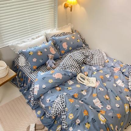 91家纺网 家纺一手货源 找家纺 （总）绵庭家纺 2024新款全棉喷气床裙款四件套