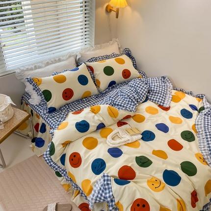 91家纺网 家纺一手货源 找家纺 （总）绵庭家纺 2024新款全棉喷气床裙款四件套