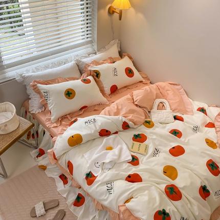 91家纺网 家纺一手货源 找家纺 （总）绵庭家纺 2024新款全棉喷气床裙款四件套