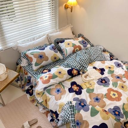 91家纺网 家纺一手货源 找家纺 （总）绵庭家纺 2024新款全棉喷气床裙款四件套