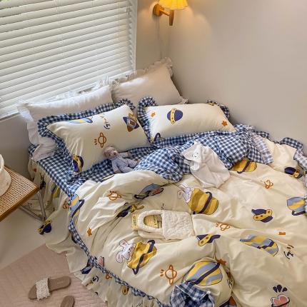 91家纺网 家纺一手货源 找家纺 （总）绵庭家纺 2024新款全棉喷气床裙款四件套