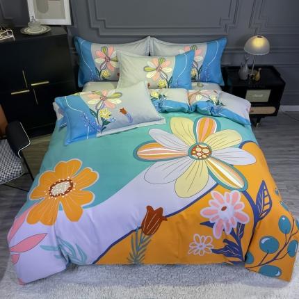 91家纺网 家纺一手货源 找家纺 （总）金爱家 2021新款大版磨毛花卉系列四件套