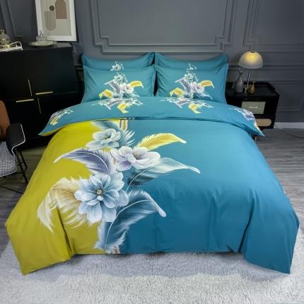 91家纺网 家纺一手货源 找家纺 （总）金爱家 2021新款大版磨毛花卉系列四件套