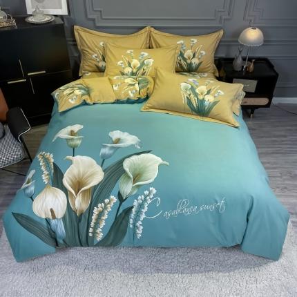 91家纺网 家纺一手货源 找家纺 （总）金爱家 2021新款大版磨毛花卉系列四件套