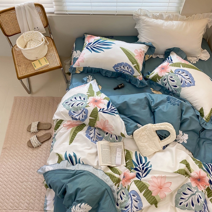 91家纺网 家纺一手货源 找家纺 （总）绵庭家纺 2024新款全棉喷气床裙款四件套