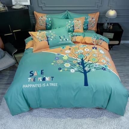 91家纺网 家纺一手货源 找家纺 （总）金爱家 2021新款大版磨毛花卉系列四件套