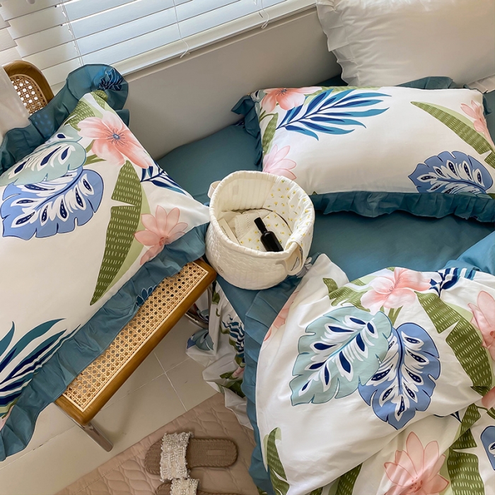 91家纺网 家纺一手货源 找家纺 （总）绵庭家纺 2024新款全棉喷气床裙款四件套