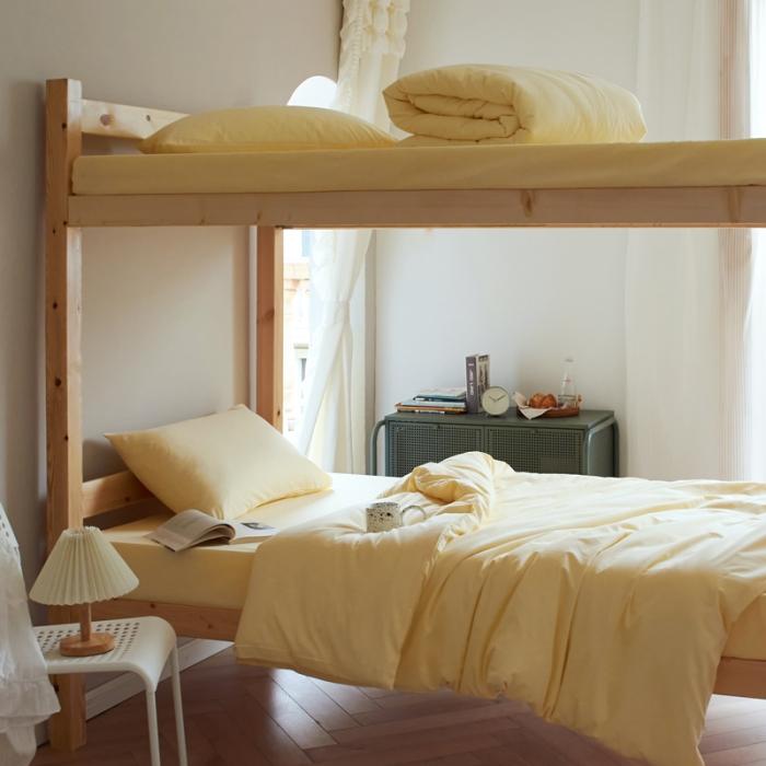 91家纺网 家纺一手货源 找家纺 全棉纯色水洗棉四件套纯棉简约学生寝室上下铺宿舍单人床上三件套