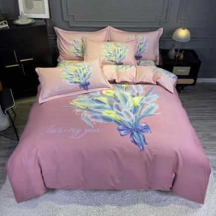 91家纺网 家纺一手货源 找家纺 金爱家 2021新款大版磨毛花卉系列四件套 初见-粉