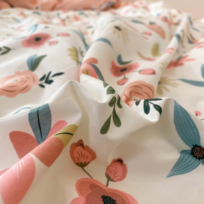 91家纺网 家纺一手货源 找家纺 绵庭家纺 2024新款全棉喷气床裙款四件套 粉黛佳人粉