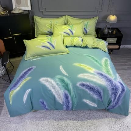 91家纺网 家纺一手货源 找家纺 金爱家 2021新款大版磨毛花卉系列四件套 冬之韵-绿