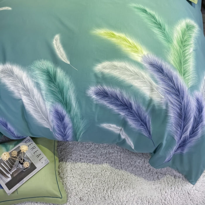 91家纺网 家纺一手货源 找家纺 金爱家 2021新款大版磨毛花卉系列四件套 冬之韵-绿