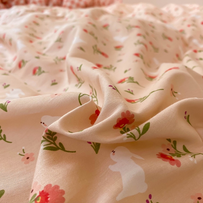 91家纺网 家纺一手货源 找家纺 绵庭家纺 2024新款全棉喷气床裙款四件套 少女粉