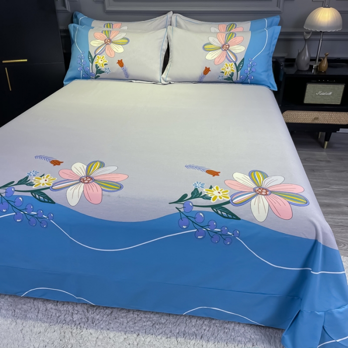 91家纺网 家纺一手货源 找家纺 金爱家 2021新款大版磨毛花卉系列四件套 恬静时光-黄