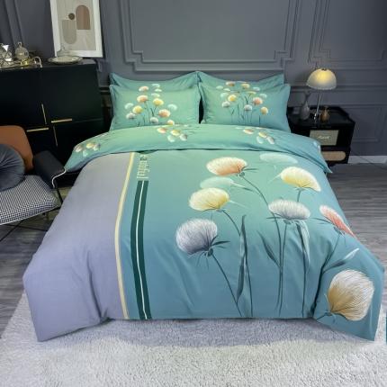 91家纺网 家纺一手货源 找家纺 金爱家 2021新款大版磨毛花卉系列四件套 甜蜜蜜-蓝