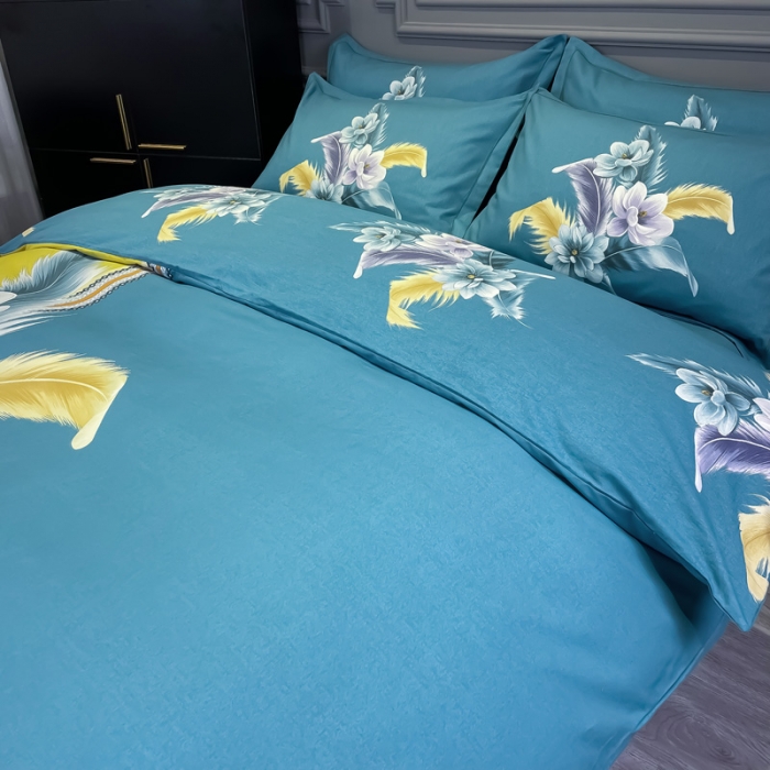 91家纺网 家纺一手货源 找家纺 金爱家 2021新款大版磨毛花卉系列四件套 雅卉-黄