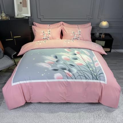 91家纺网 家纺一手货源 找家纺 金爱家 2021新款大版磨毛花卉系列四件套 雪见-粉