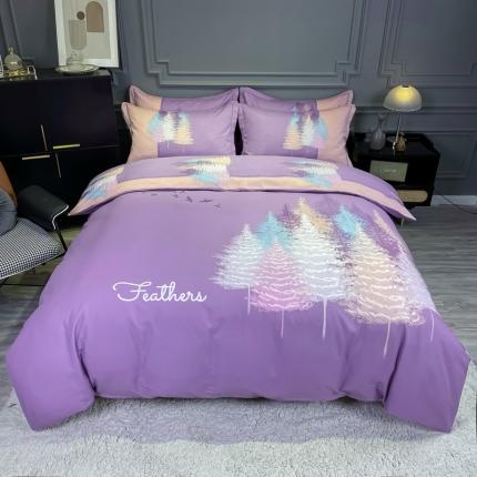 91家纺网 家纺一手货源 找家纺 金爱家 2021新款大版磨毛花卉系列四件套 叶知秋