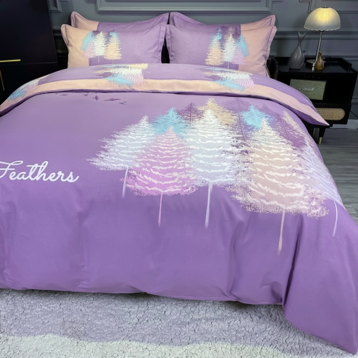 91家纺网 家纺一手货源 找家纺 金爱家 2021新款大版磨毛花卉系列四件套 叶知秋