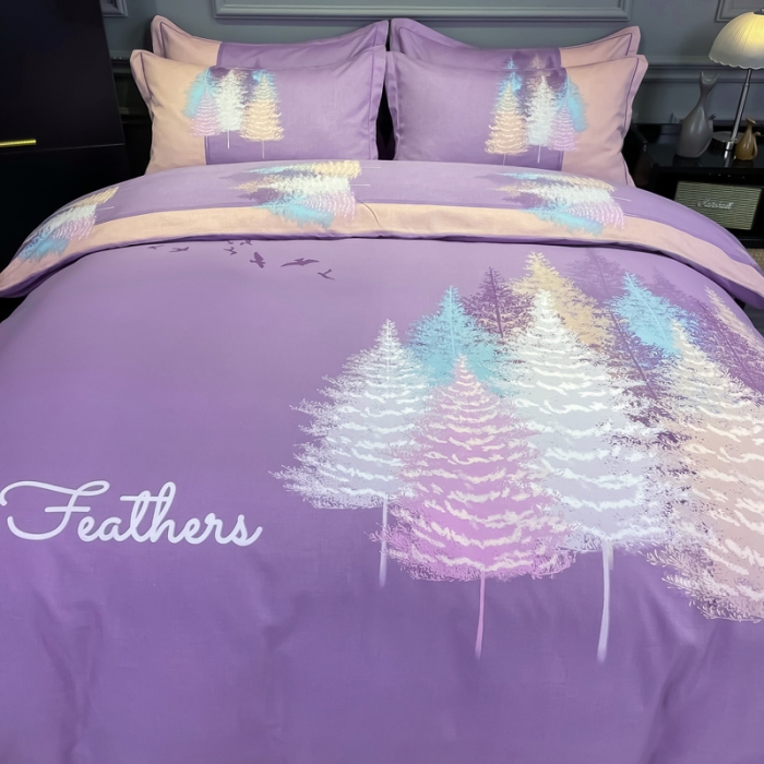 91家纺网 家纺一手货源 找家纺 金爱家 2021新款大版磨毛花卉系列四件套 叶知秋