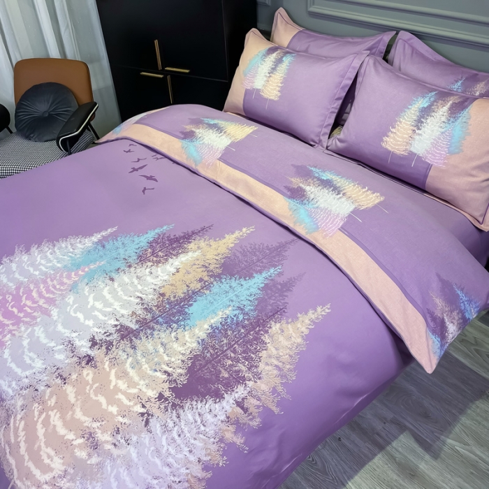 91家纺网 家纺一手货源 找家纺 金爱家 2021新款大版磨毛花卉系列四件套 叶知秋