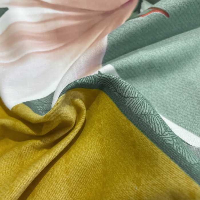 91家纺网 家纺一手货源 找家纺 金爱家 2021新款大版磨毛花卉系列四件套 醉芬芳-黄