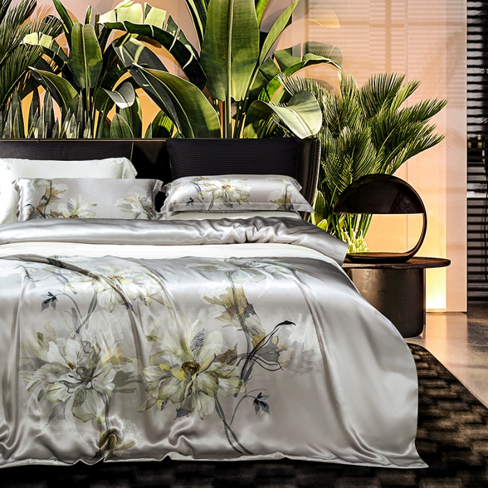 91家纺网 家纺一手货源 找家纺 （总）雅韵诗真丝馆 2023新款全真丝数码印花四件套（不退换）