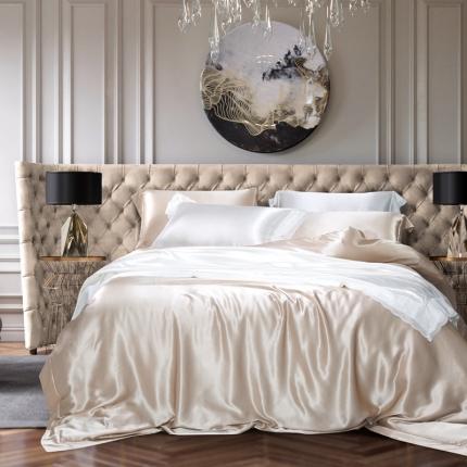 91家纺网 家纺一手货源 找家纺 雅韵诗真丝馆 2023新款素色真丝四件套 香槟金