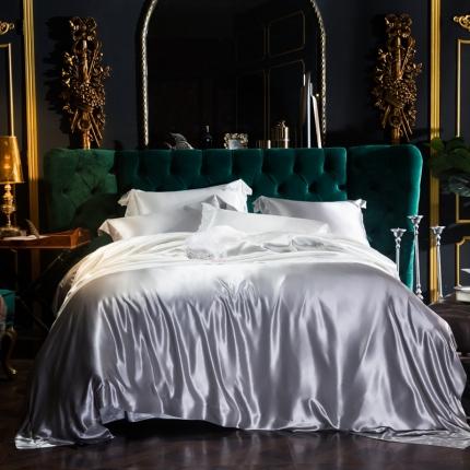 91家纺网 家纺一手货源 找家纺 雅韵诗真丝馆 2023新款素色真丝四件套 银灰