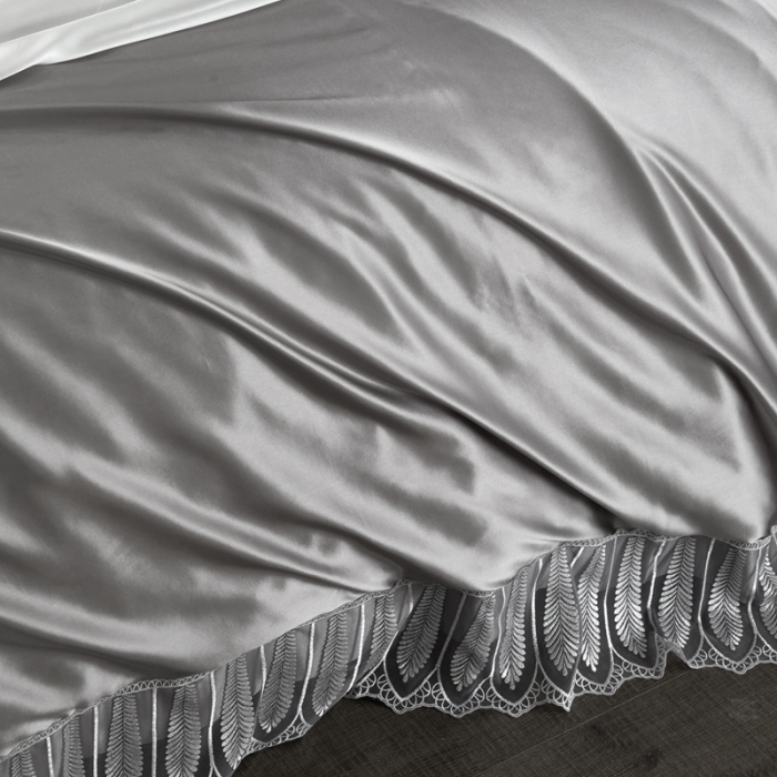 91家纺网 家纺一手货源 找家纺 雅韵诗真丝馆 2023新款素色真丝四件套 素色樱花粉