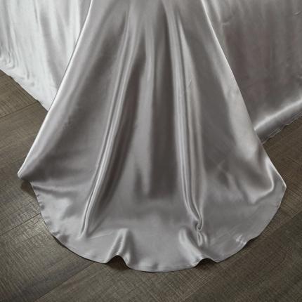 雅韵诗真丝馆 2023新款素色真丝四件套 灰蕾丝