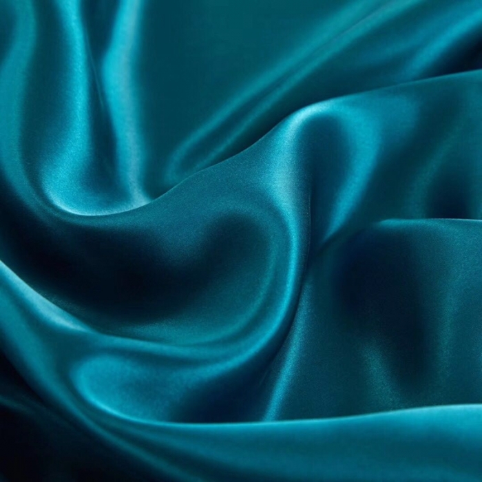 91家纺网 家纺一手货源 找家纺 雅韵诗真丝馆 2023新款素色真丝四件套 素色孔雀蓝