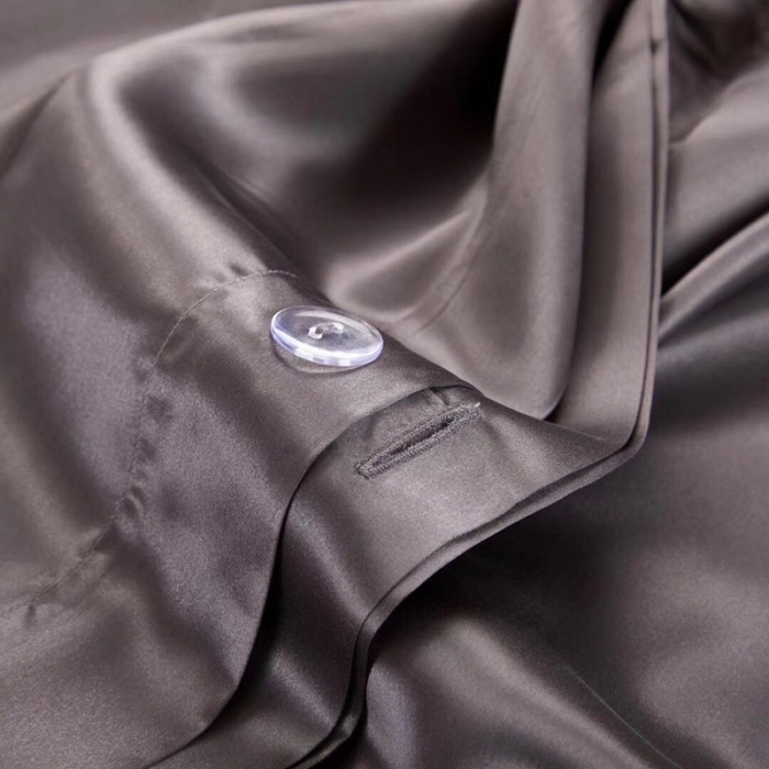 91家纺网 家纺一手货源 找家纺 雅韵诗真丝馆 2023新款素色真丝四件套 素色深灰