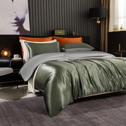 91家纺网 家纺一手货源 找家纺 （总）雅韵诗 2023新款简约款真丝素色双拼四件套（不退换）