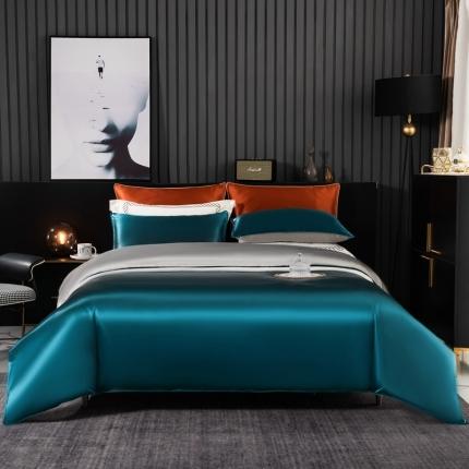 91家纺网 家纺一手货源 找家纺 （总）雅韵诗 2023新款简约款真丝素色双拼四件套（不退换）